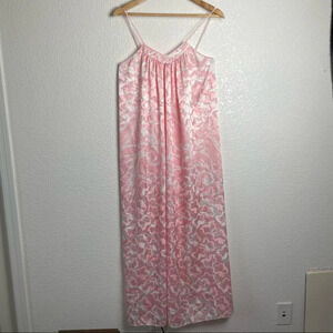 Vintage Mary McFadden Pink and White Nightgown Satin Size Small